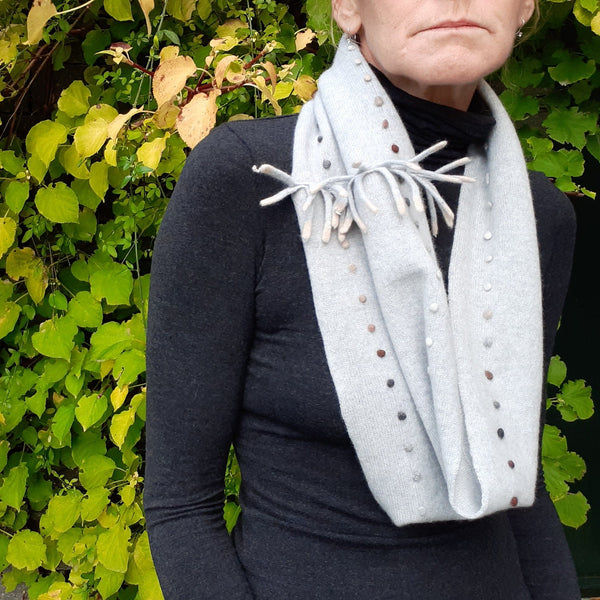 Cashmere Infinity Scarf  with fringe 'Giro Dots'