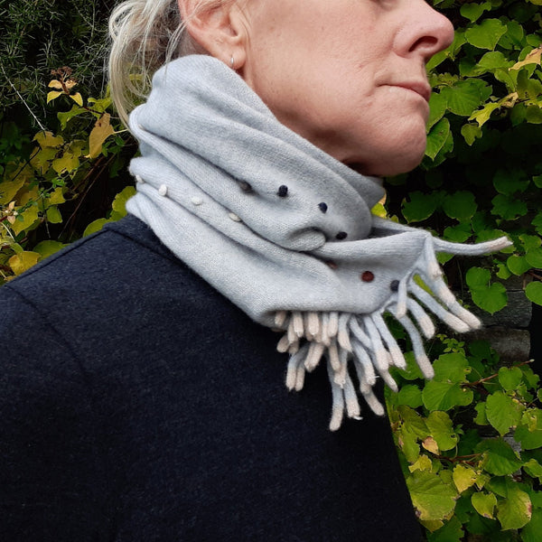 Cashmere Infinity Scarf  with fringe 'Giro Dots'