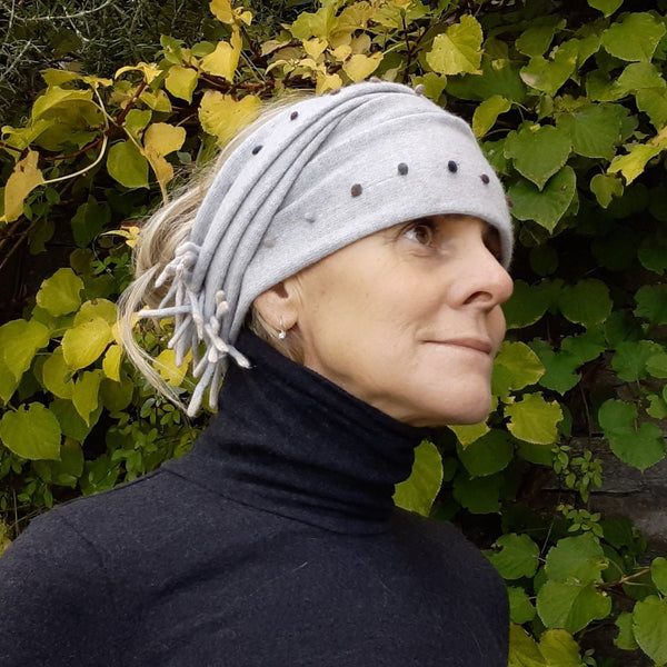 Cashmere Infinity Scarf  with fringe 'Giro Dots'