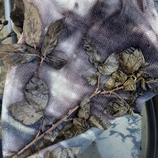 Cashmere Scarf Eco-print 'Blackberry'