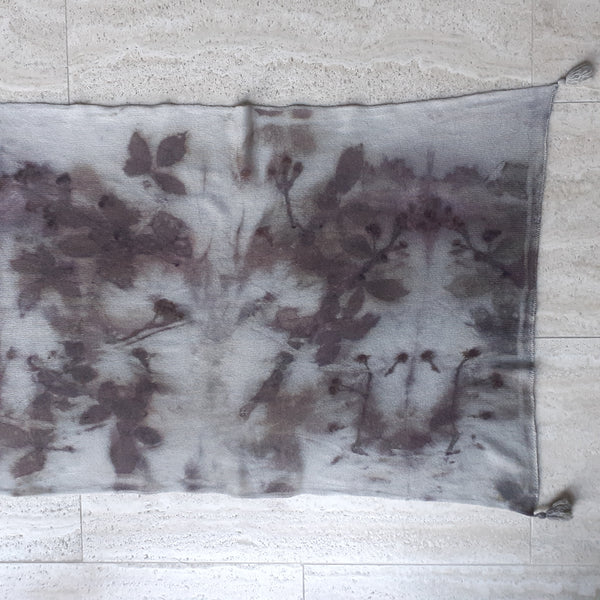 Cashmere Scarf Eco-print 'Blackberry'