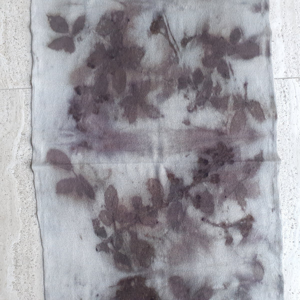 Cashmere Scarf Eco-print 'Blackberry'