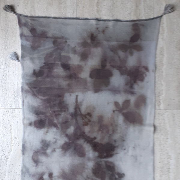 Cashmere Scarf Eco-print 'Blackberry'