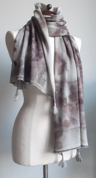 Cashmere Scarf Eco-print 'Blackberry'