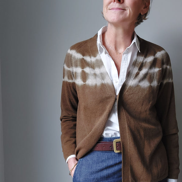 Cashmere Cardigan Elena Eco Dye - Red Onionskin