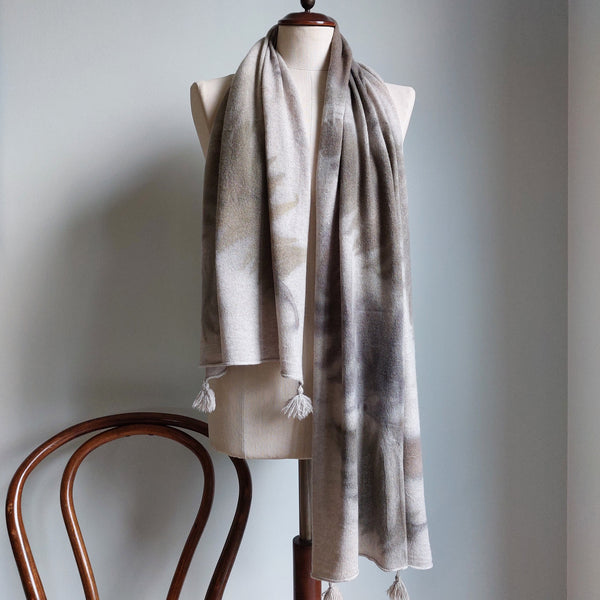 Cashmere Scarf Eco-print-'Fern'
