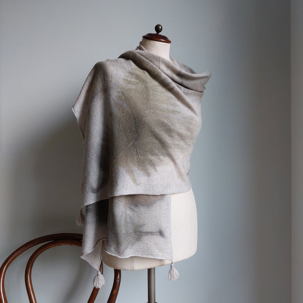 Cashmere Scarf Eco-print-'Fern'