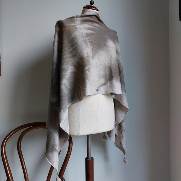 Cashmere Scarf Eco-print-'Fern'