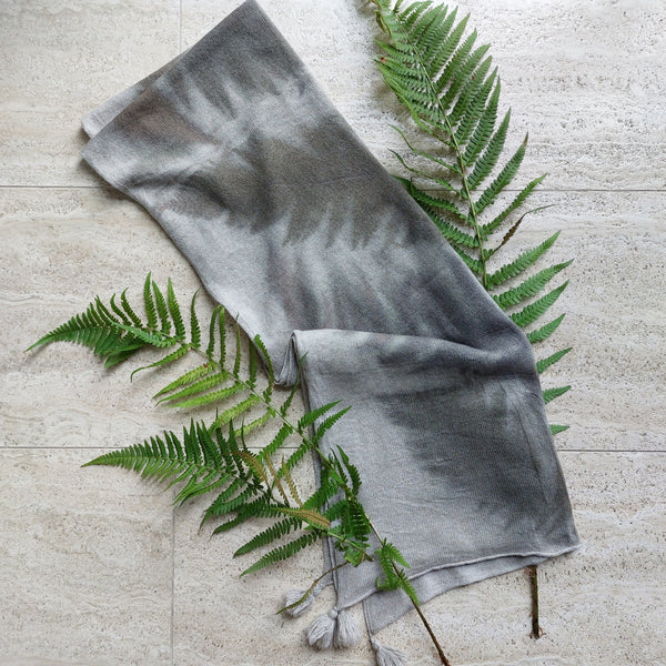 Cashmere Scarf Eco-print-'Fern'