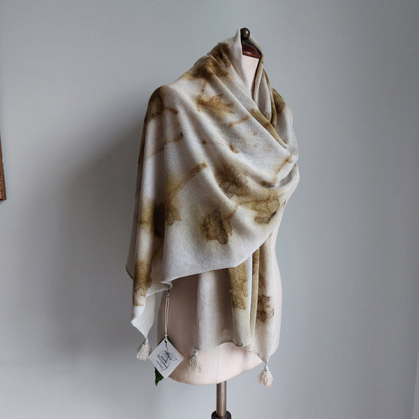 Cashmere Scarf Eco-print - 'Hellebore'