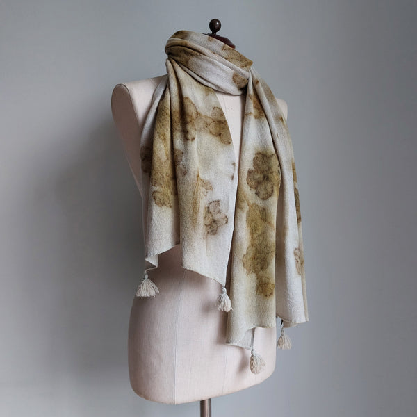Cashmere Scarf Eco-print - 'Hellebore'