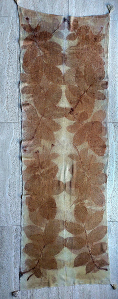 Cashmere Scarf Eco-print-'Walnut Leaf'