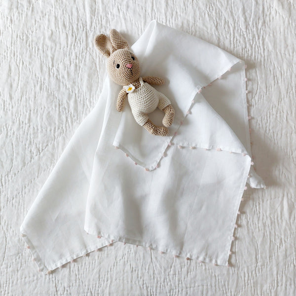 Baby Swaddle with Dots Embroidery Linen