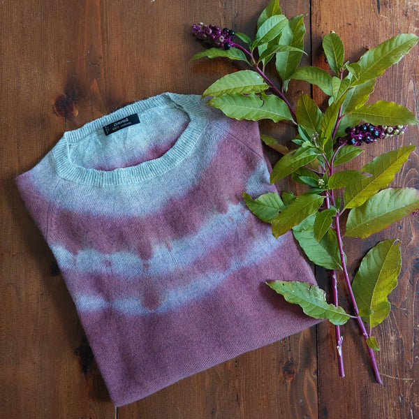 Cashmere Pullover 'Kelly' - Eco Tye-Dye -  Pokeberry