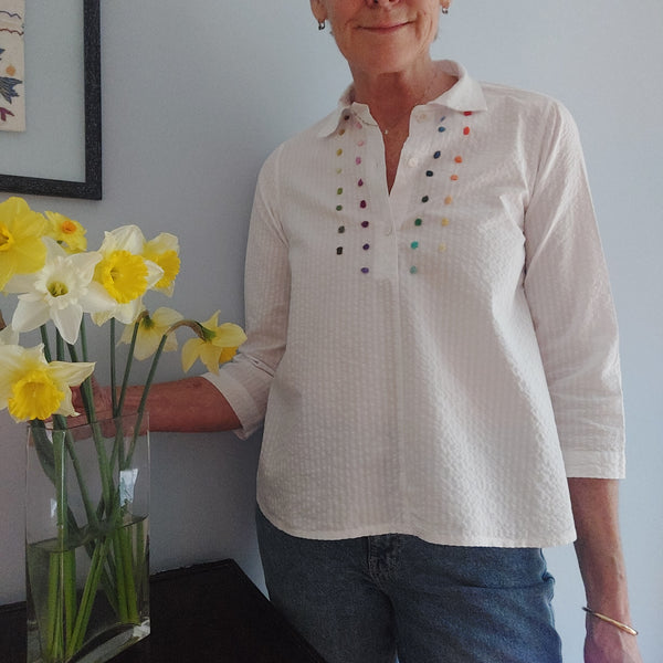 Camicia da donna 'Ally 3/4 Dots' Seersucker