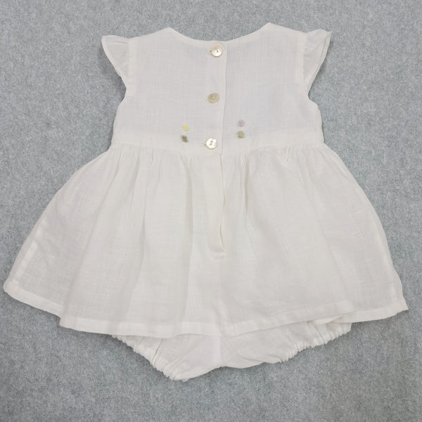 Baby Romper dress 'Pollicino Flowers' Pergamena Linen