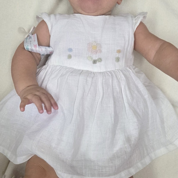 Baby Romper dress 'Pollicino Flowers' Pergamena Linen