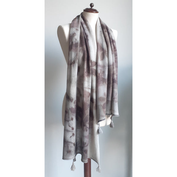 Cashmere Scarf Eco-print 'Blackberry'
