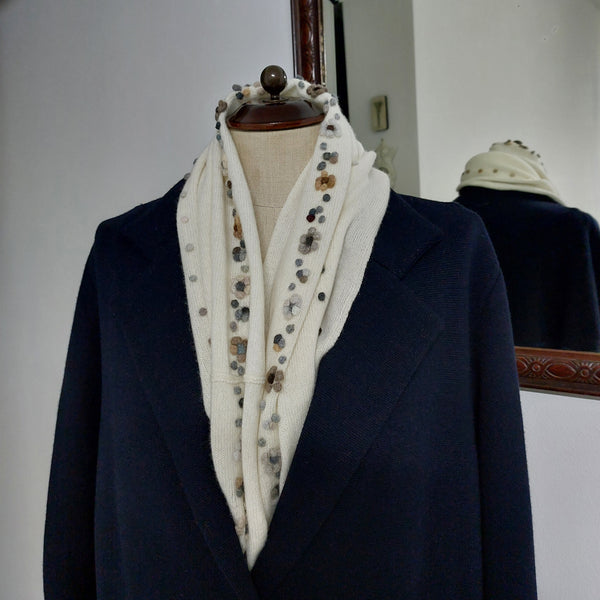 Cashmere Infinity Scarf 'Giro Flowers'