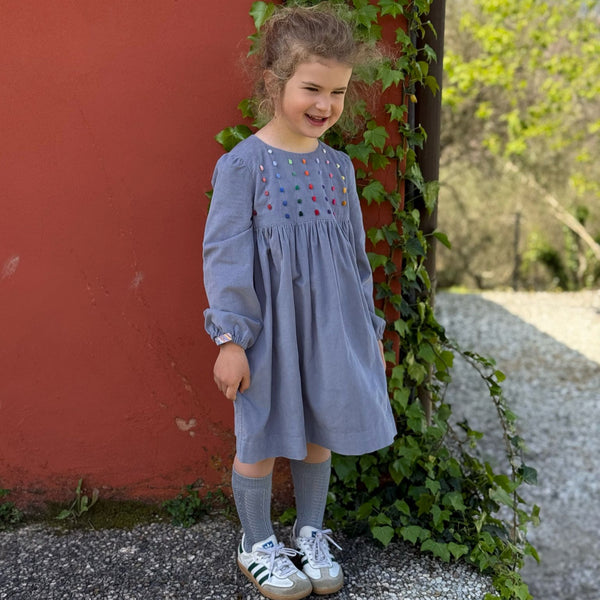 Girls Dress 'Palloncino' Velvet Needlecord