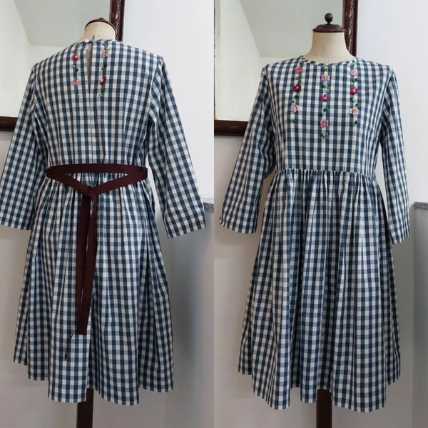 Abito Donna 'Linette 3/4 Fiori' 1x1 Vichy Popeline