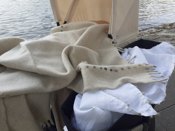 Baby Swaddle with Dots Embroidery Linen