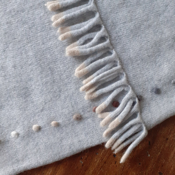 Cashmere Infinity Scarf  with fringe 'Giro Dots'