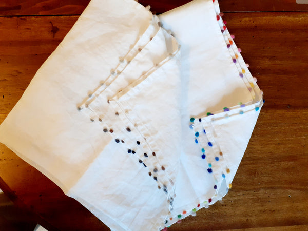 Baby Swaddle with Dots Embroidery Linen