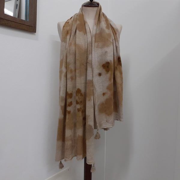 Cashmere Scarf Eco-print - 'Copper Blackberry'