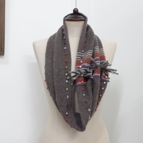 Cashmere Infinity Scarf 'Giro Rainbow Dots'