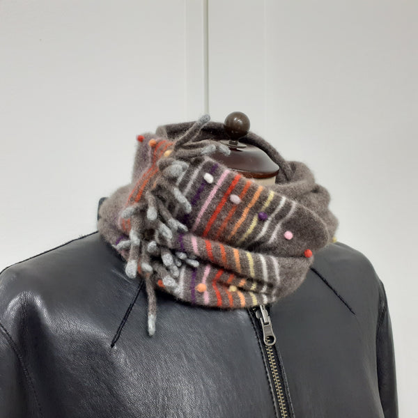 Cashmere Infinity Scarf 'Giro Rainbow Dots'