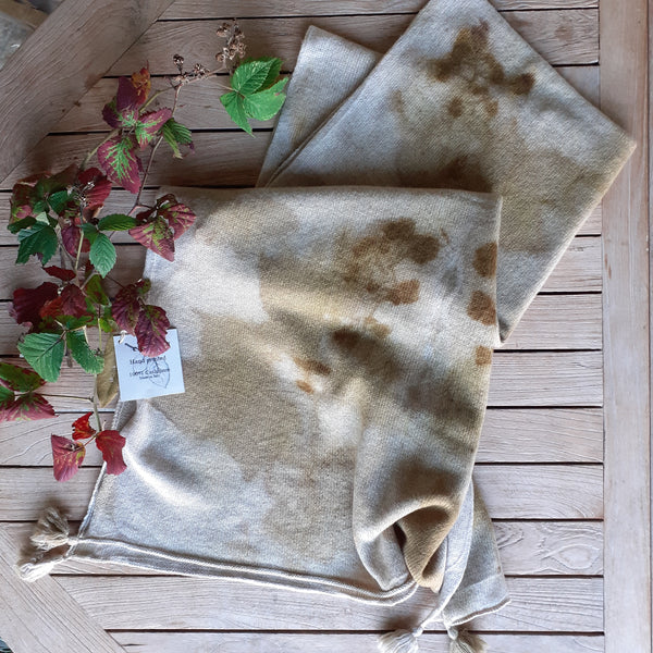 Cashmere Scarf Eco-print - 'Copper Blackberry'
