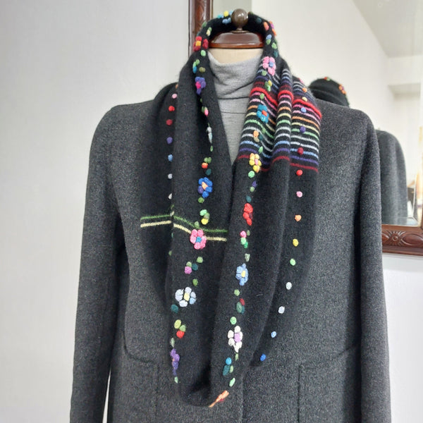 Cashmere Infinity Scarf 'Giro Flowers Rainbow'