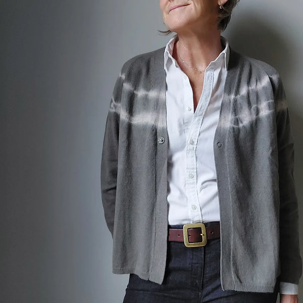 Cashmere Cardigan Elena Eco Dye - Iron Elderberry