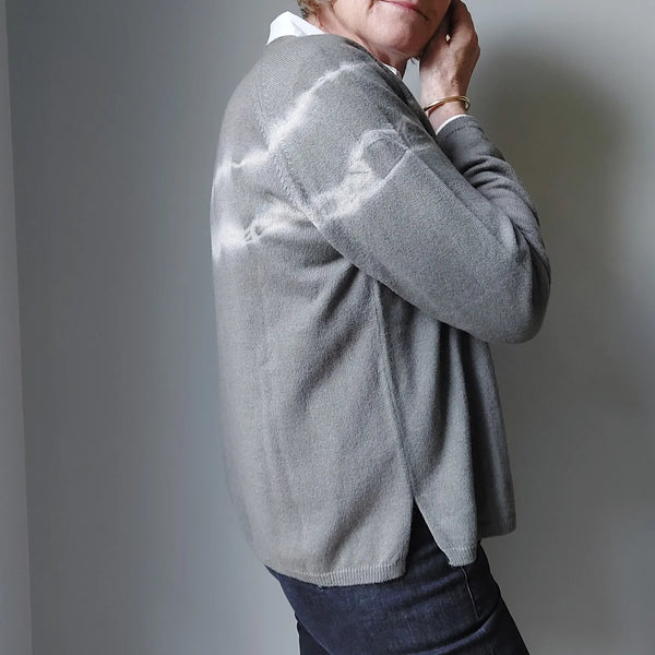 Cashmere Cardigan Elena Eco Dye - Iron Elderberry