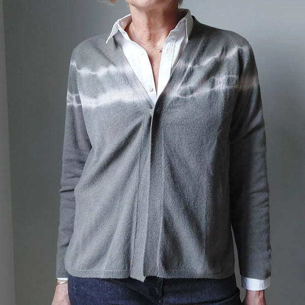 Cashmere Cardigan Elena Eco Dye - Iron Elderberry