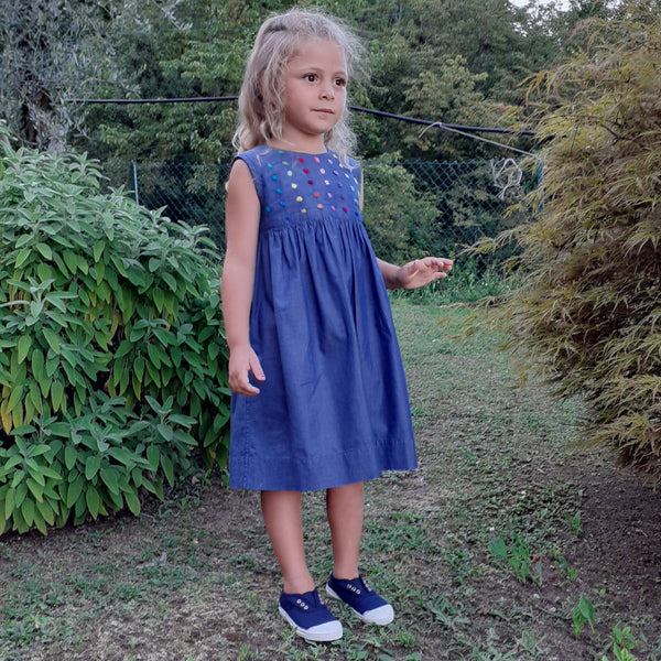 Sample sale - Girls Dress 'Pallina Dots' Cotton Poplin