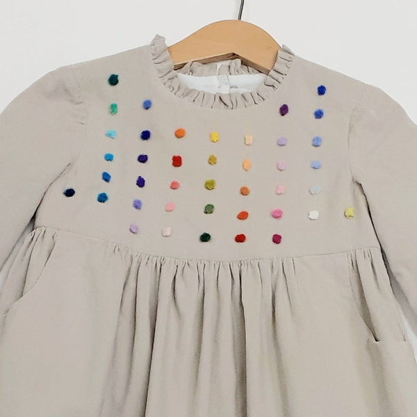 Sample Sale - Girls Dress 'Taschino Dots' Cotton Needlecord