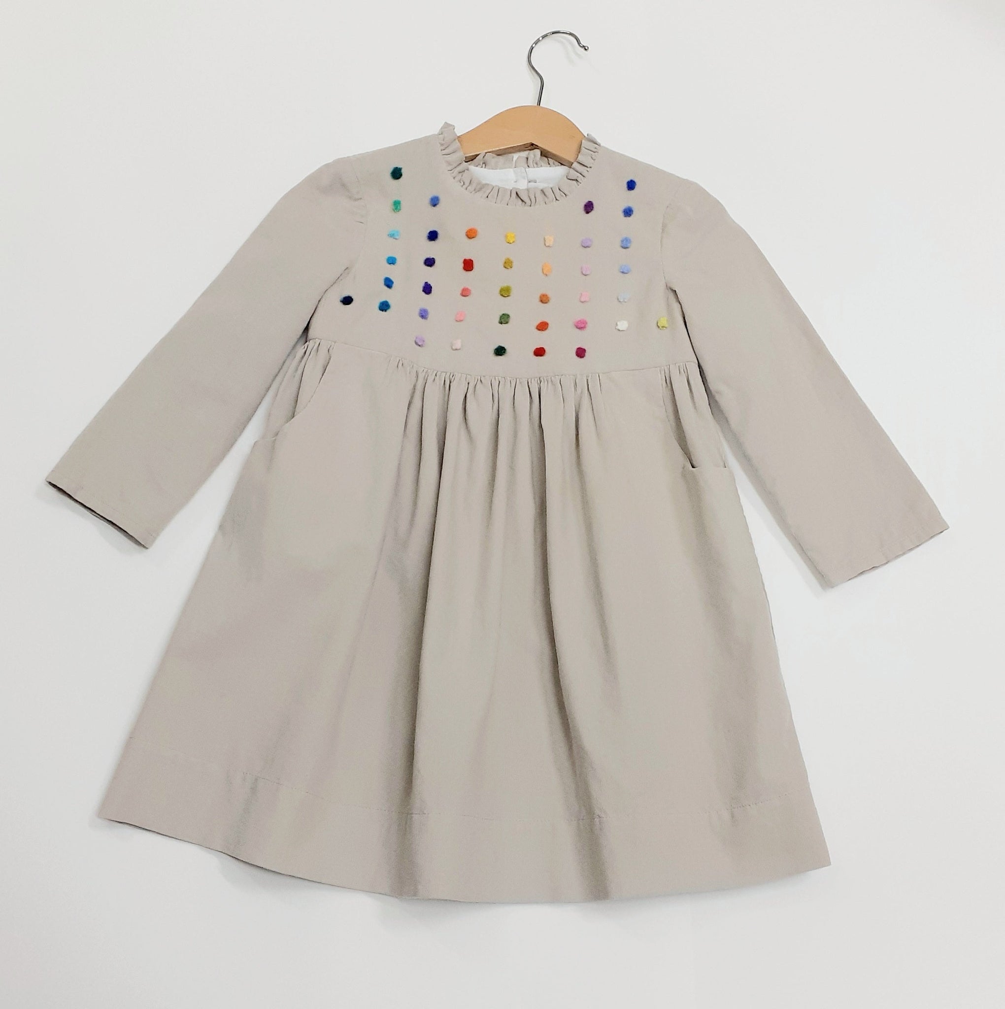 Sample Sale - Girls Dress 'Taschino Dots' Cotton Needlecord