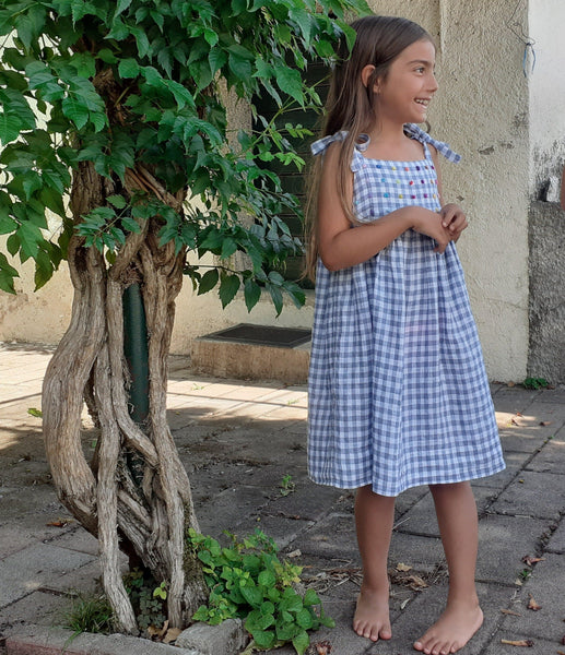 Sample Sale - Girls Dress 'Fiocco Dots' Linen