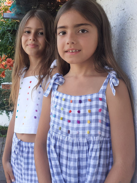 Sample Sale - Girls Dress 'Fiocco Dots' Linen