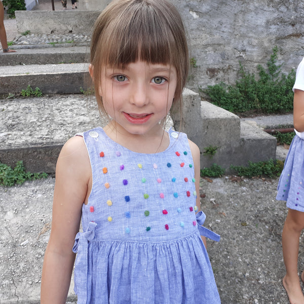 Sample Sale - Girls Dress 'Polline Dots' Linen