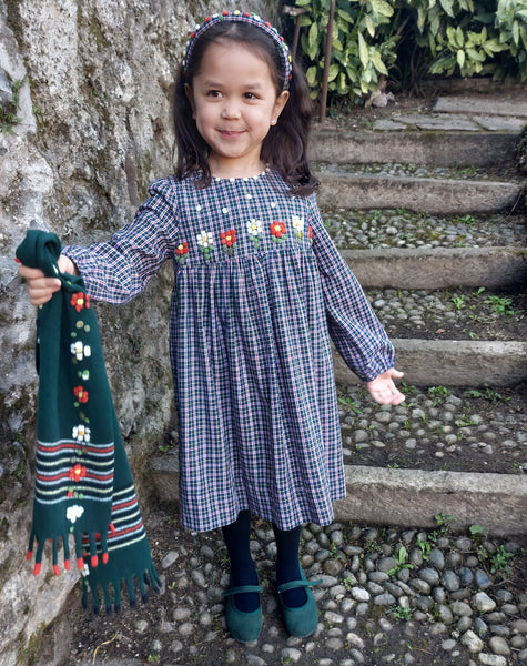 Girls Special day Dress 'Natale Flowers ' Tartan