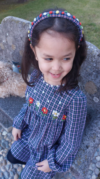 Girls Special day Dress 'Natale Flowers ' Tartan