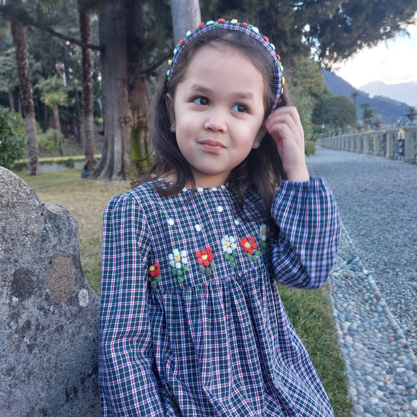 Girls Special day Dress 'Natale Flowers ' Tartan