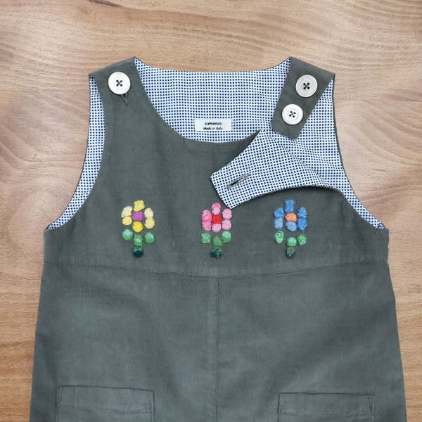 Childs Dungarees 'Salto Flowers' - Velvet Needlecord