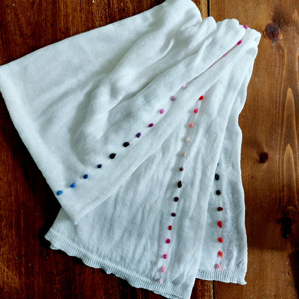 Linen Knit Scarf 'Grace Dots'