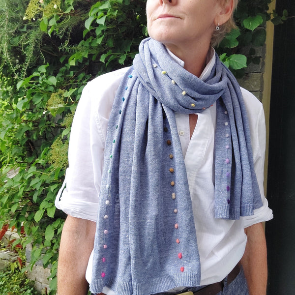 Linen Knit Scarf 'Grace Dots'