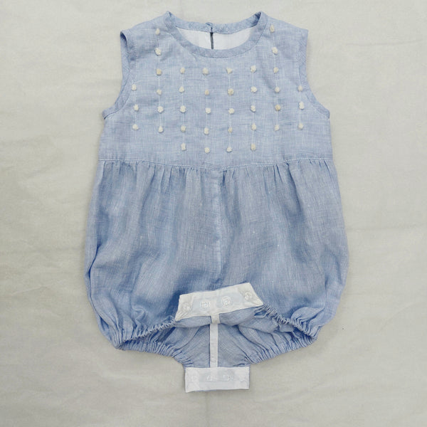 Sample Sale Baby Romper 'Topolino Dots' Linen