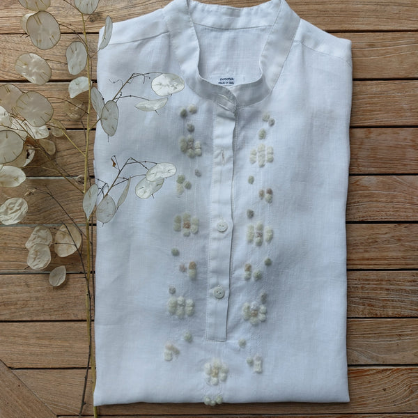 Womens Shirt 'Nadia Flowers' 100%  Pergamena Linen